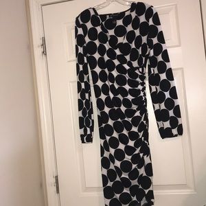 INC Long sleeve polka dot dress
